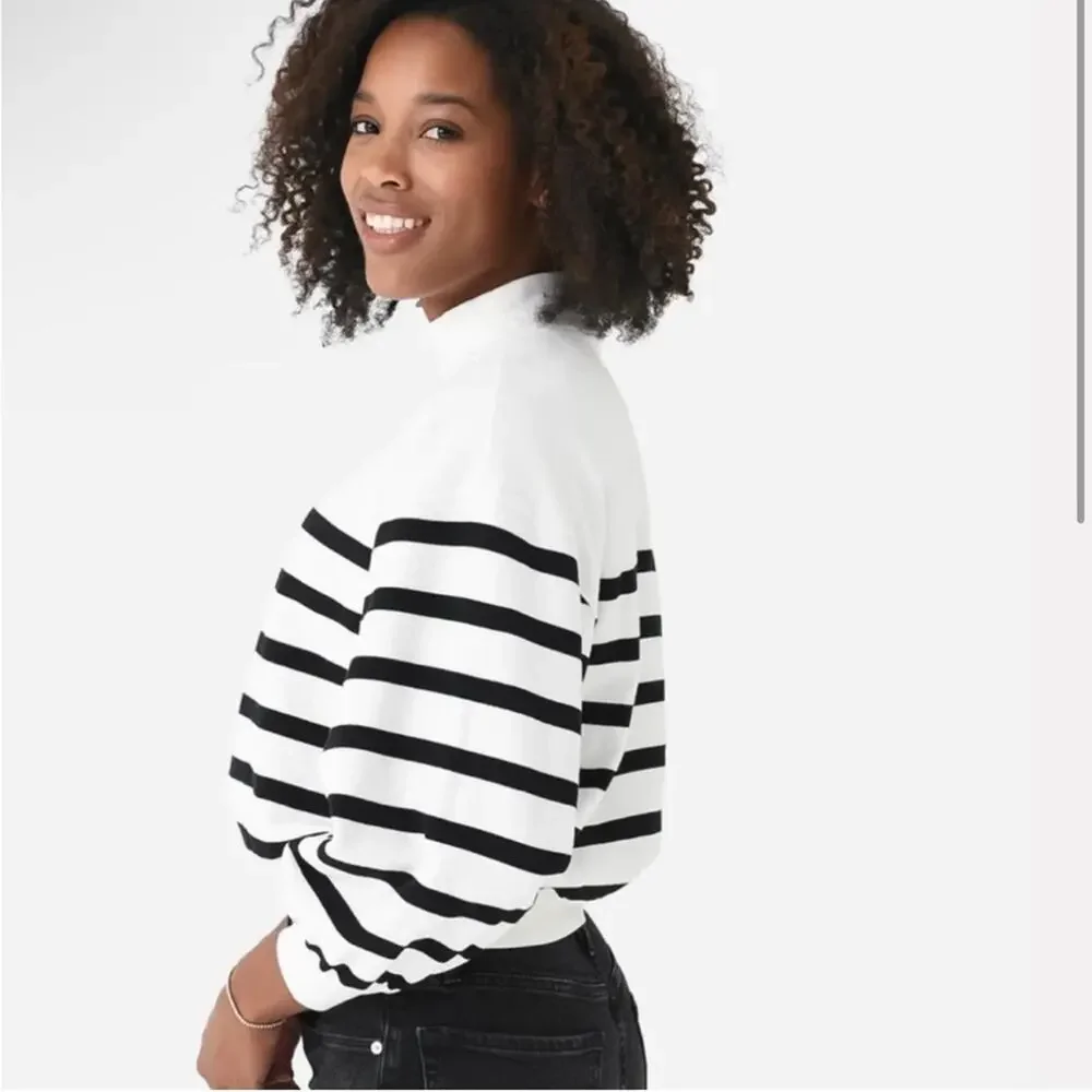 Frame Denim Striped Mock Neck Sweatshirt